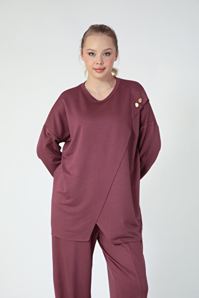 My City 5352 - Stylish Comfortable Single Jersey Knit Button Detail Loose Women's Set