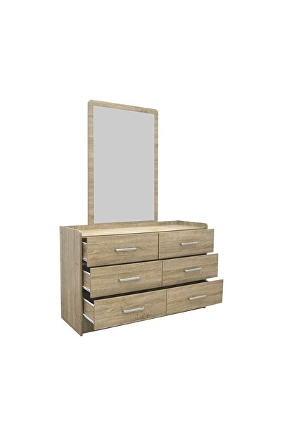Danube Home Supreme 6-Drawer Master Dresser with Mirror - French Sonoma Oak - 2-Year Warranty, Stylish Storage