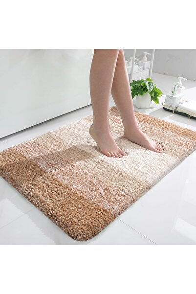 Faria Bath Mat, Fluffy Absorbent, 41x61cm, Microfiber Non-Slip Base, Machine Washable, Beige