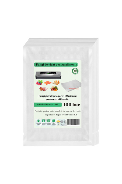OEM RAPAZ vacuum bags, 25x35 cm, 100 pcs, 90 MICRONS, embossed on one side, BPA-free, reusable