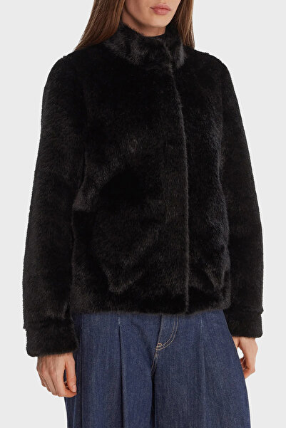 Guess Luna Regular Fit Mock Neck Suni Faux Fur Coat W5Bl64W3920 Coat W5Bl64 W3920 Jblk