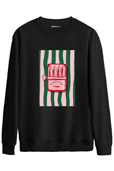 BetterThanCo Sardine cu imprimeu guler rotund supradimensionat Swea tricou