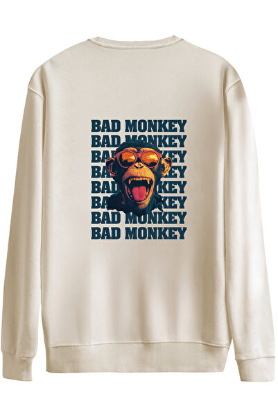 BetterThanCo Bad Monkey Printed Crew Neck Oversized Sweatshirt