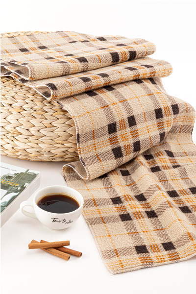 AQUABERRY Μαλακό καρό χειμωνιάτικο κασκόλ Premium - Καφέ