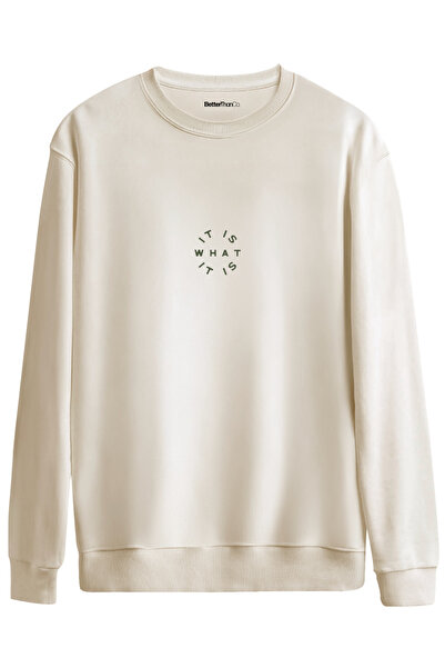 BetterThanCo It Is What It Is Ba Printed Isiklet Yaka Ov Oversized Weatshirt