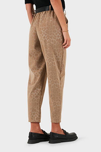 Via Dante Παντελόνι ψηλόμεσο χαλαρή εφαρμογή με λεοπάρ στάμπα και λεπτομέρεια ζώνης PANTOLON 6888600