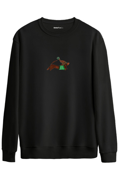 BetterThanCo Santa Sausage Dog Printed Crew Neck Oversized Sweatshirt