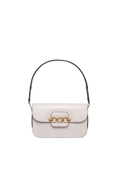 Guess Crocodile Convertible Shoulder Bag in Pearl White