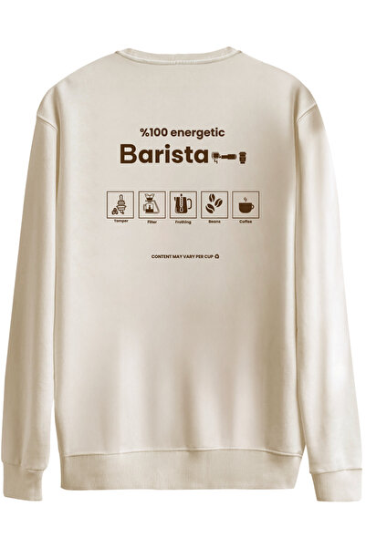 BetterThanCo Barista Printed Crew Neck Oversized Sweatshirt