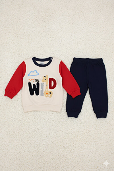 EYMİRGİYİM Embroidered Giraffe B Printed Combed Cotton 100% Cotton Baby Boy Children's 2-Piece Set 9