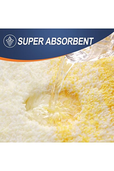 Faria Bath Mat, Fluffy and Absorbent, 41x61cm, Microfiber Non-Slip Base, Machine Washable, Yellow