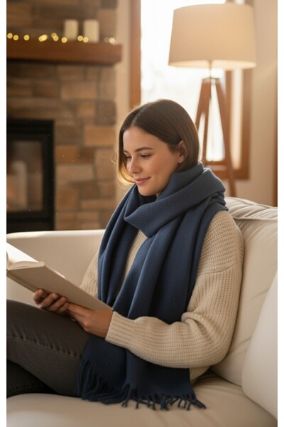 İpekdivan Yün Kumaşlı Atkı