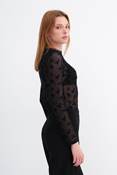 Addax Patterned Transparent Blouse B17725