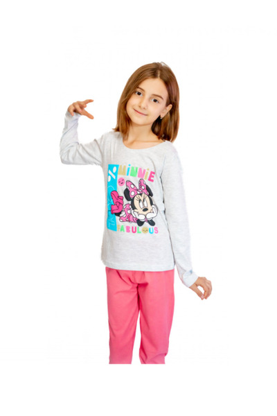 Disney Children's pajamas, with sleeves and long pants, Minnie, 100% Cotton, Pink