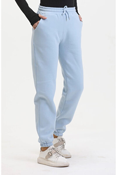 ZENGEZUR MALL Sptrns 3 Threaded Fleece-Lined Leggings Elasticated Tracksuit Baby Blue İs001 (171835) (Size: S)