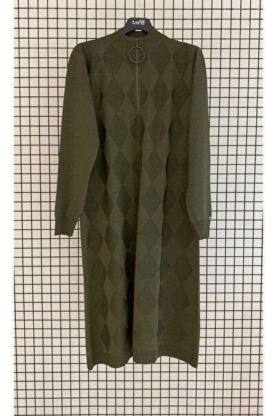 Armine Collared Zippered Patterned Knitwear Tunic