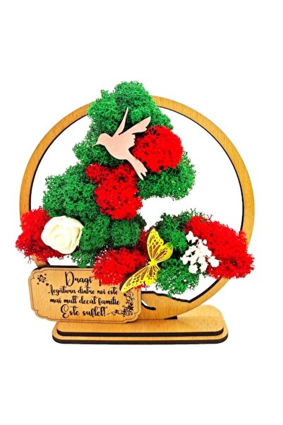 OEM Ramă decorativă pentru bonsai cu licheni stabilizați (bej deschis, 15 cm)