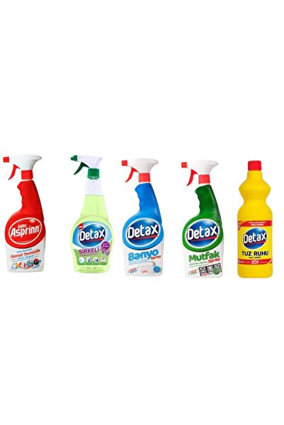 Detax Temizlik Seti: Asprinn Çok Amaçlı + Sirkeli Temizleyici + Banyo-Wc + Mu...