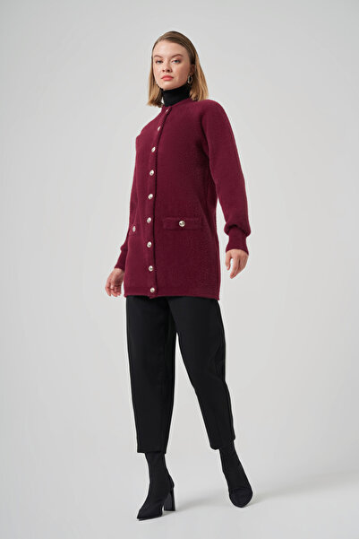 Nuss Pocket Detail Angora Cardigan 7008 Claret Red