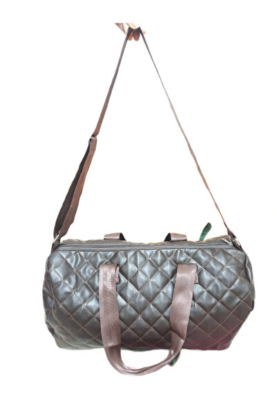 Tasarım Faux Leather Hand and Arm Carry Medium Size 45 cm Sports Bag Brown