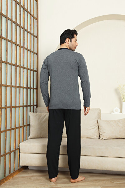 Enisena Men's 100% Cotton Pajama Set-3 Buttons-12440