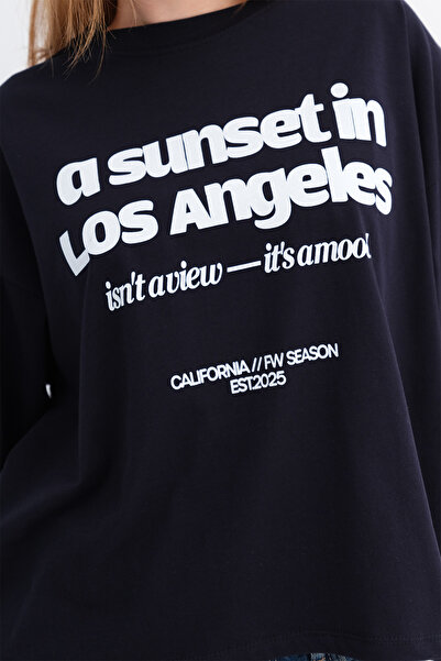 Addax Letter Printed Long Sleeve T-Shirt B10581