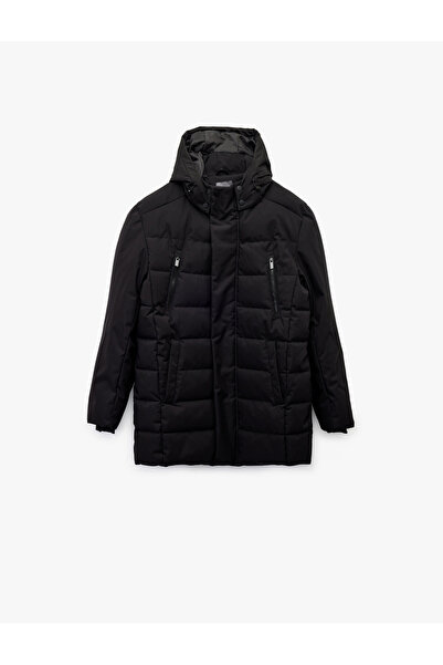 Koton Detachable Hooded Parka with Snap Button Detail and Zippered Pockets