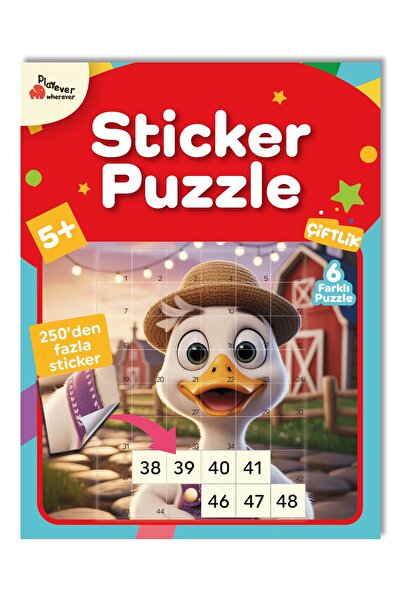 Playever Sticker Puzzle - Çiftlik, Çıkartmalı Yapboz Etkinlik Kitabı