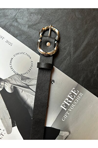 LİA KEMER 2-Piece Jade Double Ring Patterned Women's Silver Buckle Belt Coat Belt Dress Belt Trouser Belt