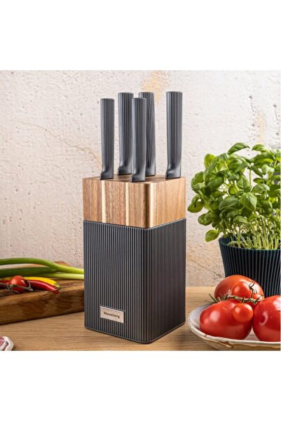 Klausberg Set de cutite 6 piese, cu bloc de salcam, otel inoxidabil,