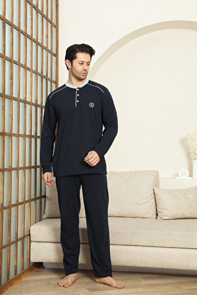 Enisena Men's 100% Cotton Pajama Set-3 Buttons-12440