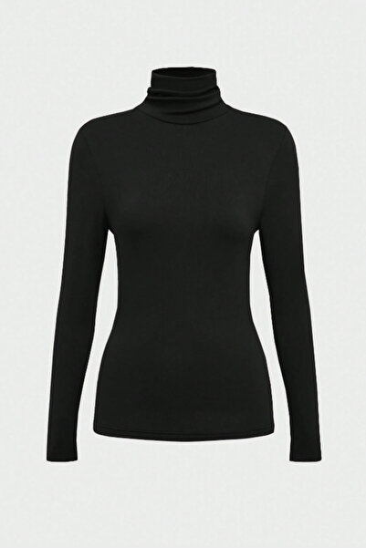 Tarz Cool Women's Black Full-Throated Fit Long Sleeve T-Shirt