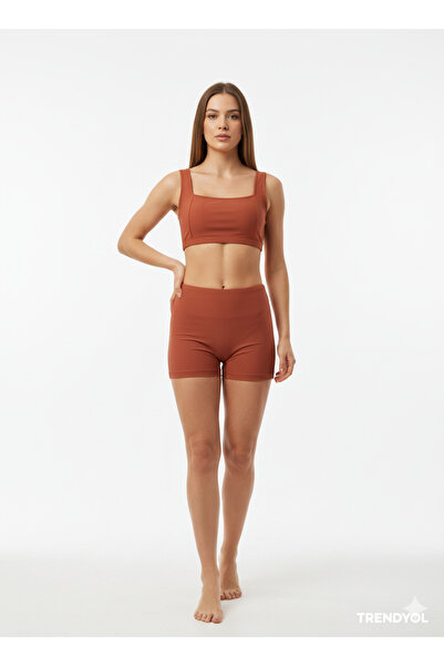 My-o Women's Square Neck High Waist Shorts Two-Piece Bustier Lycra Bikini Set-Detachable Pad 36-44