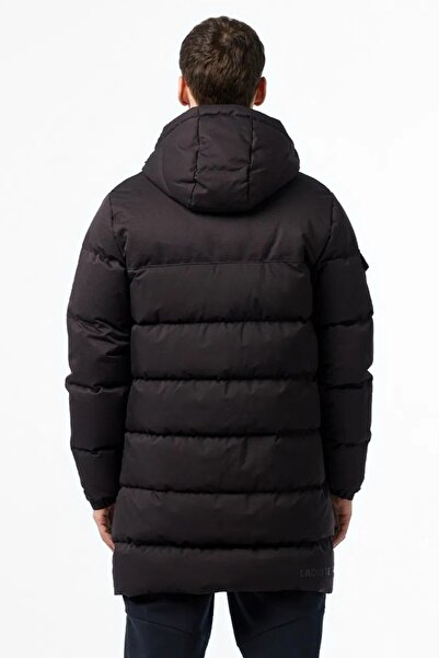 Lacoste Down Fill Parka Long Length Goose down Filled Detachable Hooded Men's Parka Black