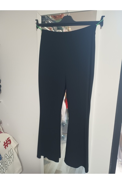 ZANESSI SİYAH ispanyol paça esnek kumaş flare tayt pantolon