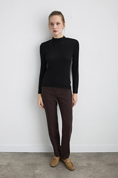 Gusto Mock Neck Pack Viscose Lycra Blouse - Black