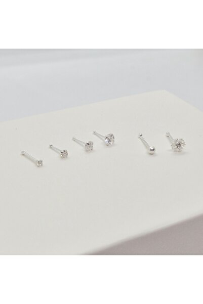Set 925 Ayar Gümüş 6 ADET Ekonomik Burun Piercing Hızma ( Yuvarlak 1,5mm+2mm+...