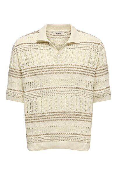 Only & Sons Onskarlos Rlx Ss Resort Polo Knit Men's White Sweater - 22033570