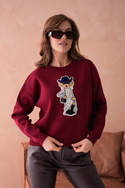 Noi Belis Regular Knitwear Teddy Bear Detailed Sweater Aw25Kz0081