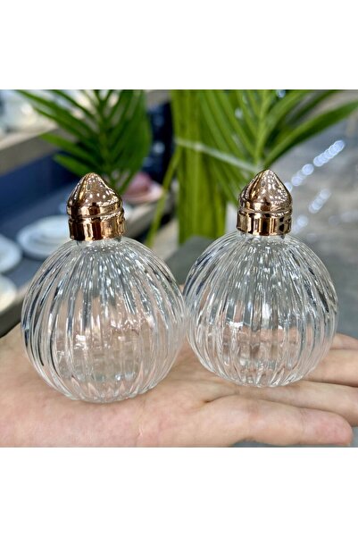 İnterlife 2-Piece Glass Salt and Spice Container Origami Style Ribbed Glass |   Tabletop Glass Salt and Pepper Shakers