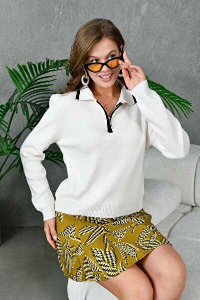 Noi Belis Regular Fit Polo Neck Half Zip Knitwear Sweater Aw25Kz0083