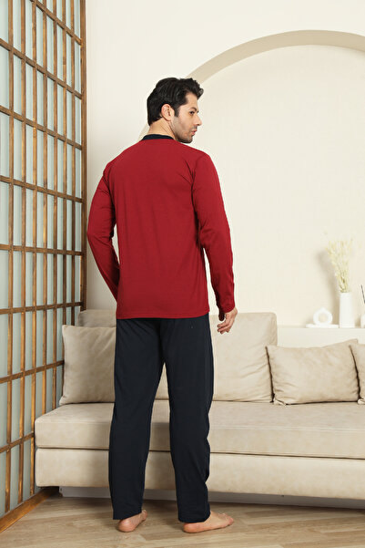 Enisena Men's 100% Cotton Pajama Set-3 Buttons-12440