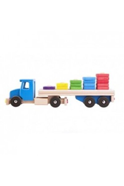 LUPO Blue truck with detachable semi-trailer and wooden blocks 52 cm