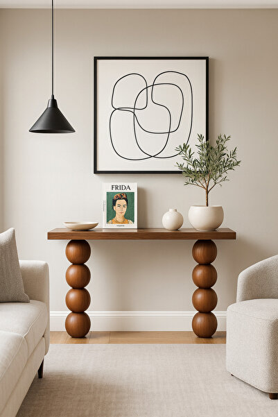 Trihome Masif Ahşap Küre Ayaklı Modern Dresuar – El Yapımı Özel Tasarım