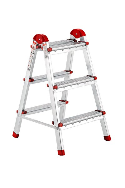 AYYILDIZ Çift Çıkışlı Katlanabilir Ev Tipi Merdiven 3+3 Basamak