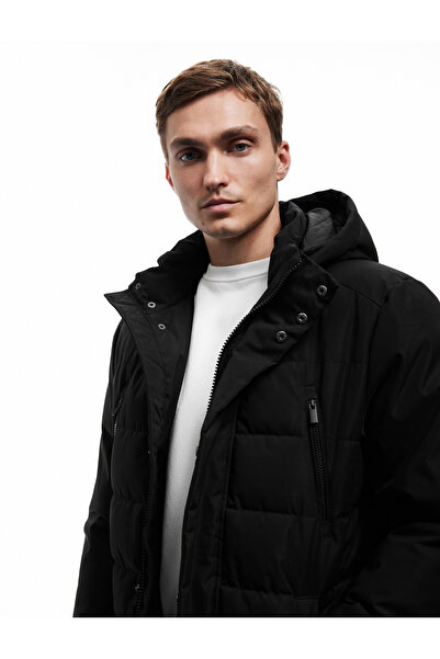 Koton Detachable Hooded Parka with Snap Button Detail and Zippered Pockets