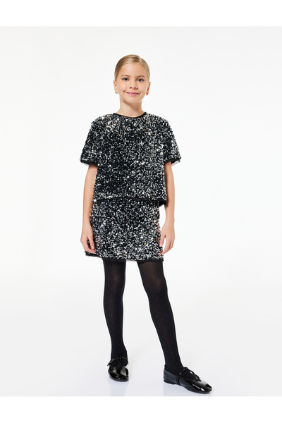 Koton Fusta de Anul Nou cu paiete și elastic în talie