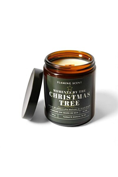 OEM Scented Soy Candle with Wooden Wick, Flaming Scent, Moments by the Christmas Tree, handmade