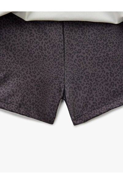 Koton High Waist Slim Fit Leopard Print Sports Mini Shorts Skirt