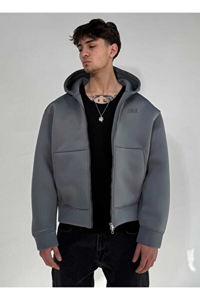 zaee Oversized Scuba Zip Hoodie